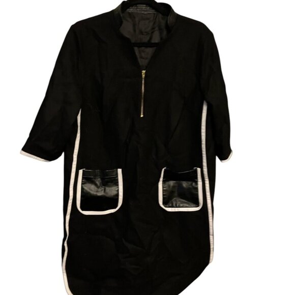 None Dresses & Skirts - Black Wool Dress With Leather Pockets